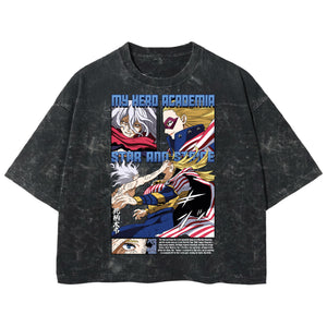 Playera streetwear premium de anime y gaming ExtraLife MX, corte boxy deluxe mineral wash heavyweight en color Acid Wash, moda urbana mexicana de culto.