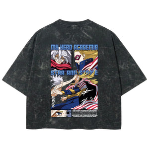 Playera streetwear premium de anime y gaming ExtraLife MX, corte boxy deluxe mineral wash heavyweight en color Acid Wash, moda urbana mexicana de culto.
