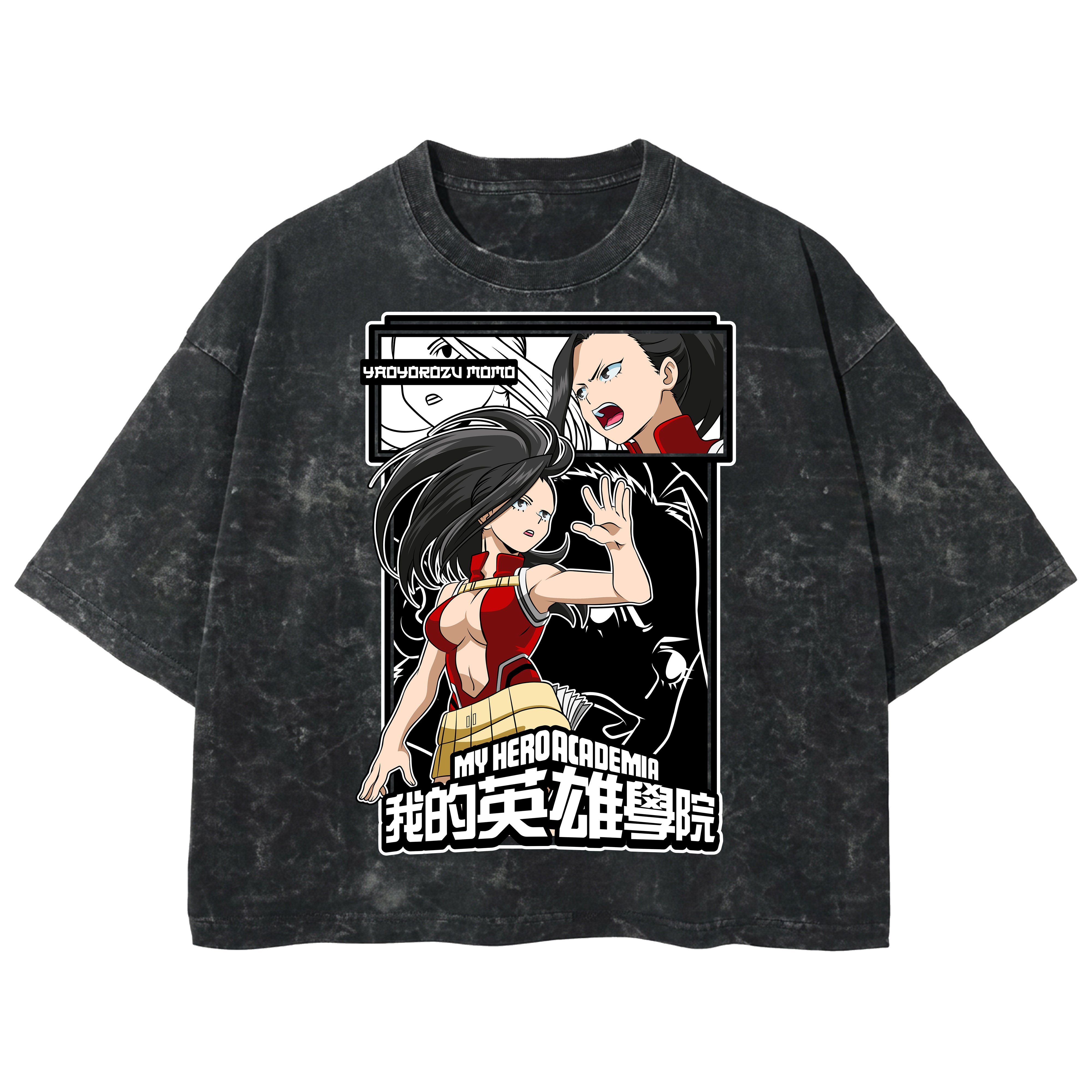Playera streetwear premium de anime y gaming ExtraLife MX, corte boxy deluxe mineral wash heavyweight en color Acid Wash, moda urbana mexicana de culto.