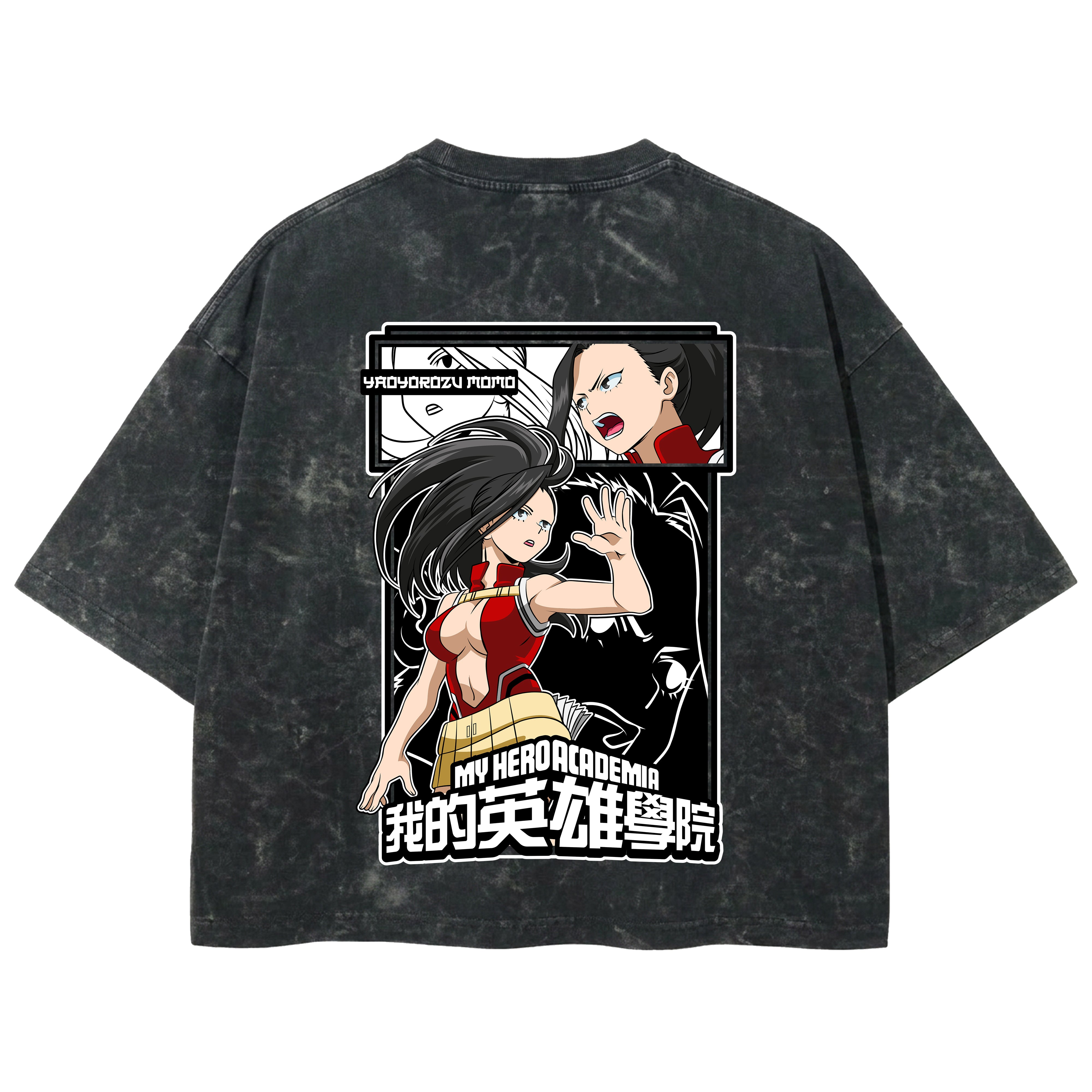 Playera streetwear premium de anime y gaming ExtraLife MX, corte boxy deluxe mineral wash heavyweight en color Acid Wash, moda urbana mexicana de culto.