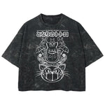 Playera streetwear premium de anime y gaming ExtraLife MX, corte boxy deluxe mineral wash heavyweight en color Acid Wash, moda urbana mexicana de culto.