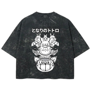 Playera streetwear premium de anime y gaming ExtraLife MX, corte boxy deluxe mineral wash heavyweight en color Acid Wash, moda urbana mexicana de culto.