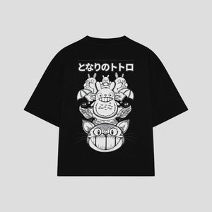 Playera streetwear premium de anime y gaming ExtraLife MX, corte oversized drop shoulder ligero y fresco en color Deep Black y Off-White, moda urbana mexicana de culto.