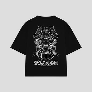 Playera streetwear premium de anime y gaming ExtraLife MX, corte oversized drop shoulder ligero y fresco en color Deep Black y Off-White, moda urbana mexicana de culto.