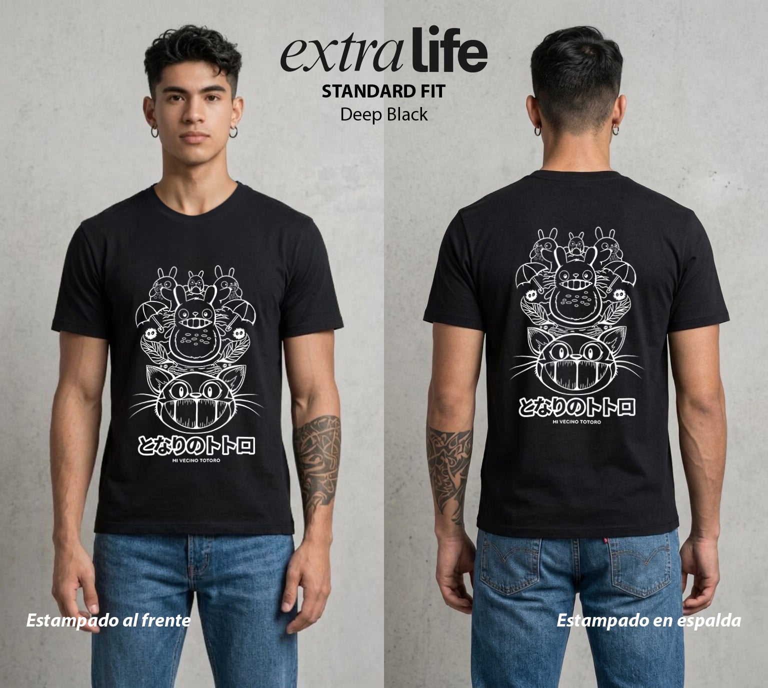 El Estudio del Viento | El Vecino del Bosque #02597 - Playera Standard Fit | Deep Black - Foto en modelo