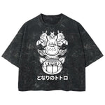 Playera streetwear premium de anime y gaming ExtraLife MX, corte boxy deluxe mineral wash heavyweight en color Acid Wash, moda urbana mexicana de culto.