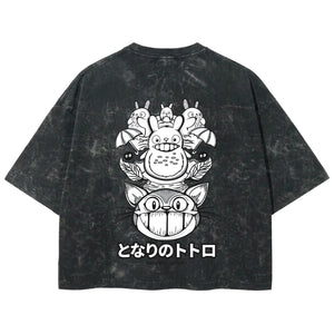 Playera streetwear premium de anime y gaming ExtraLife MX, corte boxy deluxe mineral wash heavyweight en color Acid Wash, moda urbana mexicana de culto.