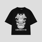 Playera streetwear premium de anime y gaming ExtraLife MX, corte oversized drop shoulder ligero y fresco en color Deep Black y Off-White, moda urbana mexicana de culto.