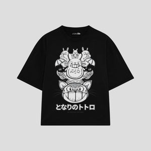 Playera streetwear premium de anime y gaming ExtraLife MX, corte oversized drop shoulder ligero y fresco en color Deep Black y Off-White, moda urbana mexicana de culto.