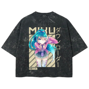 Playera streetwear premium de anime y gaming ExtraLife MX, corte boxy deluxe mineral wash heavyweight en color Acid Wash, moda urbana mexicana de culto.