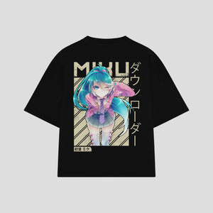 Playera streetwear premium de anime y gaming ExtraLife MX, corte oversized drop shoulder ligero y fresco en color Deep Black y Off-White, moda urbana mexicana de culto.