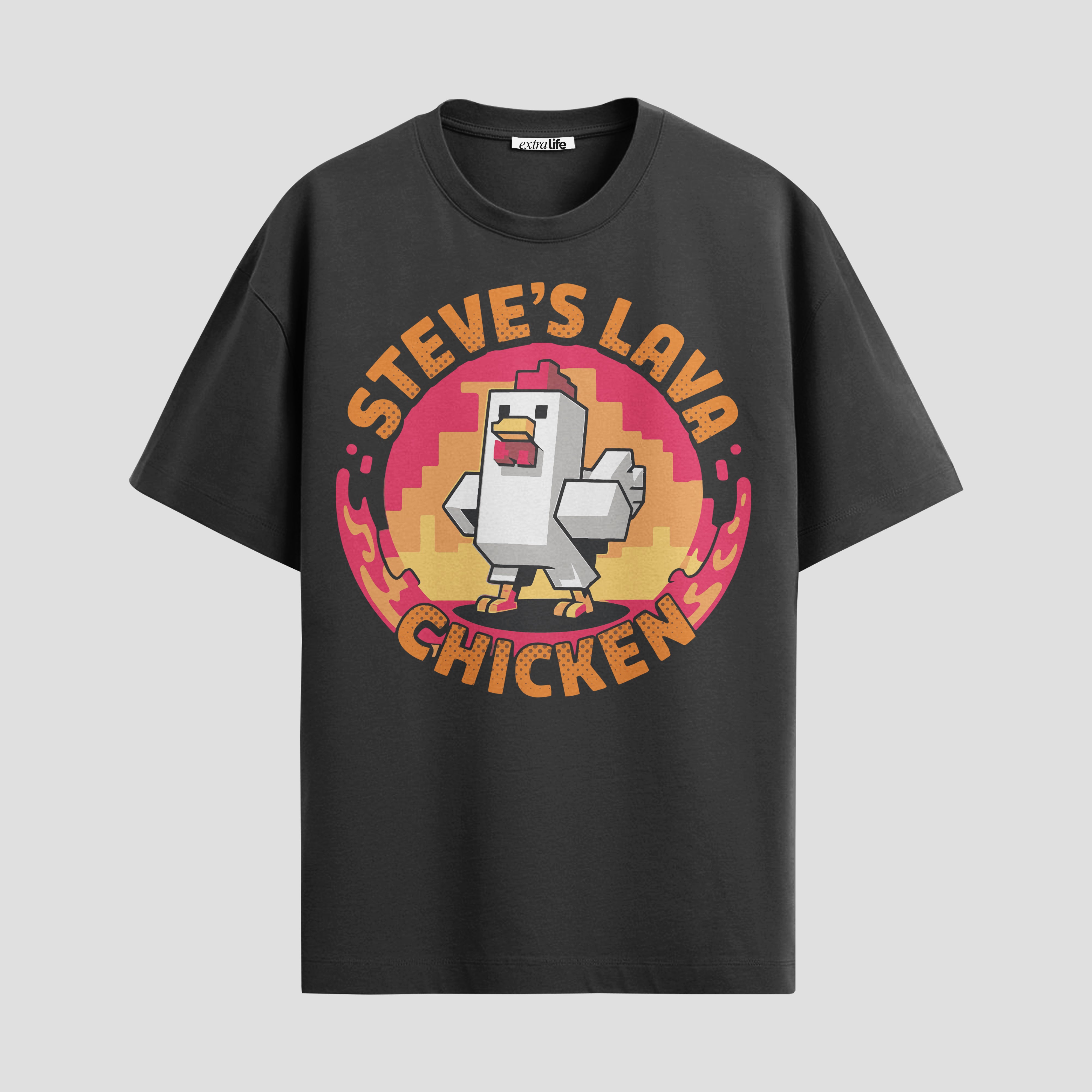 Playera urbana de anime y gaming ExtraLife MX, corte Standard Fit unisex ligero y transpirable en color Deep Black y Pure White, ropa de uso diario para gym y casual.