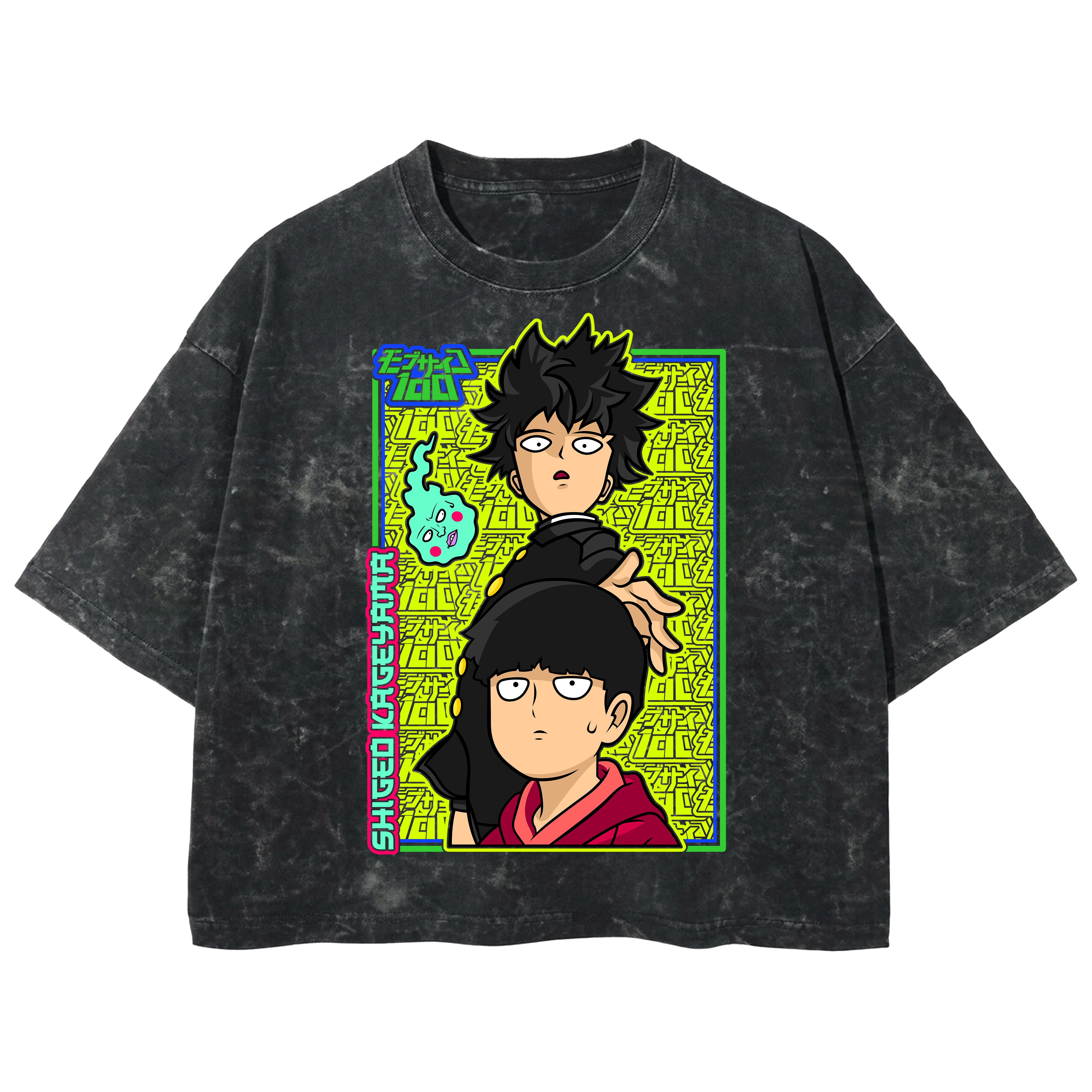 Playera streetwear premium de anime y gaming ExtraLife MX, corte boxy deluxe mineral wash heavyweight en color Acid Wash, moda urbana mexicana de culto.