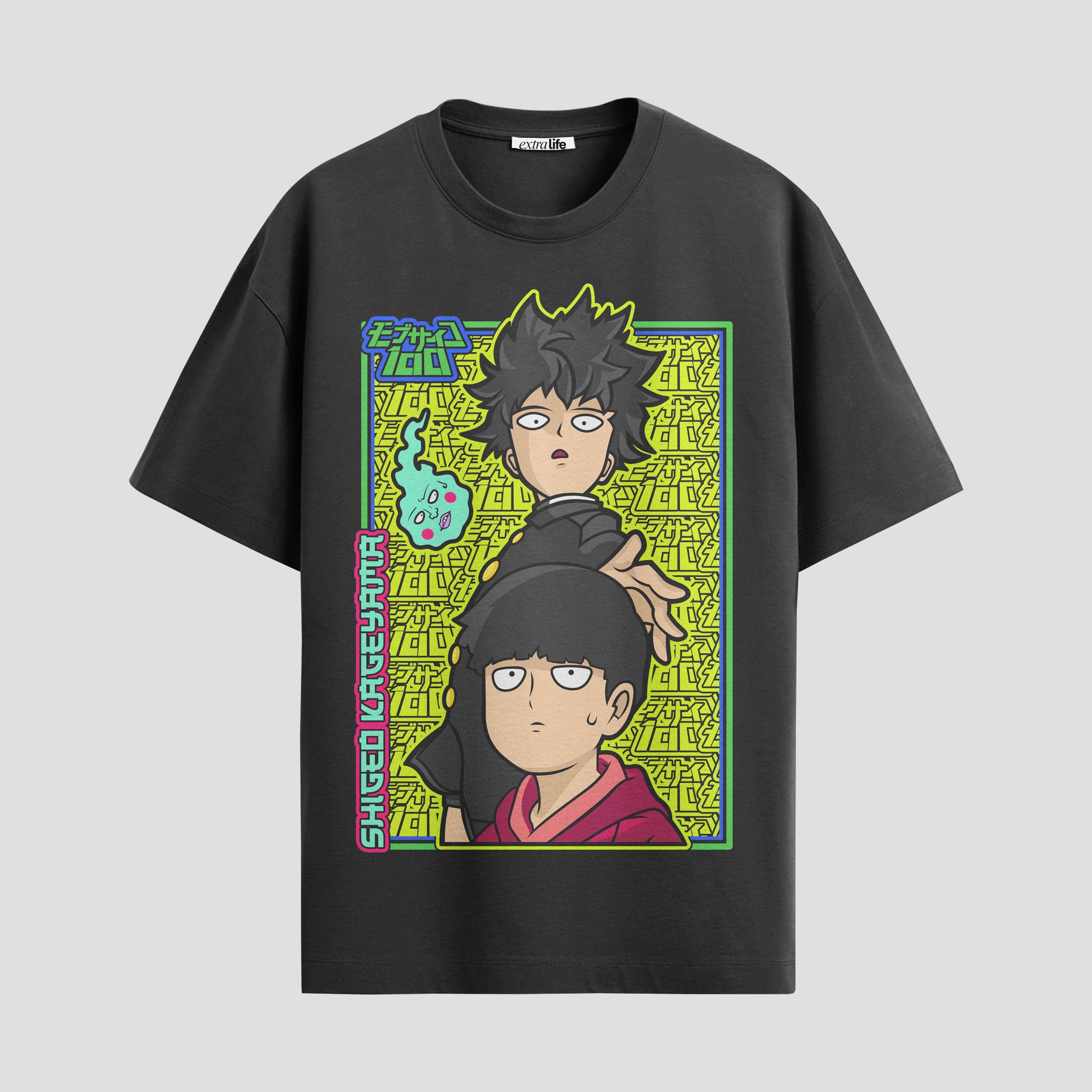 Playera urbana de anime y gaming ExtraLife MX, corte Standard Fit unisex ligero y transpirable en color Deep Black y Pure White, ropa de uso diario para gym y casual.