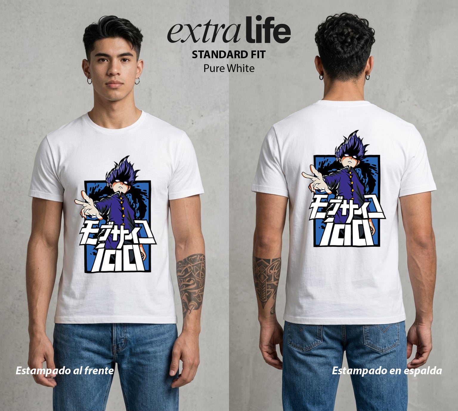El Psiconico Reprimido | El Cien Por Ciento del Poder #02617 - Playera Standard Fit | Pure White - Foto en modelo
