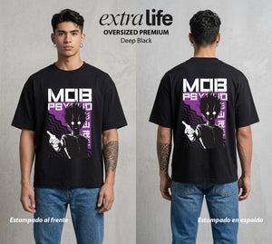 El Psiconico Reprimido | La Explosion Psiquica #02620 - Playera Oversized Premium | Deep Black - Foto en modelo