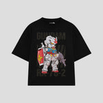 Playera streetwear premium de anime y gaming ExtraLife MX, corte oversized drop shoulder ligero y fresco en color Deep Black y Off-White, moda urbana mexicana de culto.