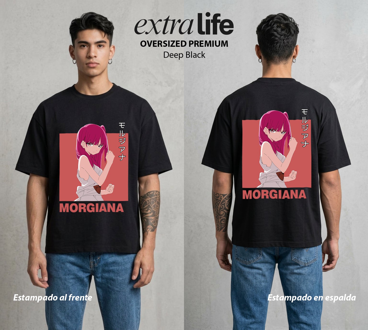 Las Mil y Una Batallas | Las Cadenas Rotas #02628 - Playera Oversized Premium | Deep Black - Foto en modelo