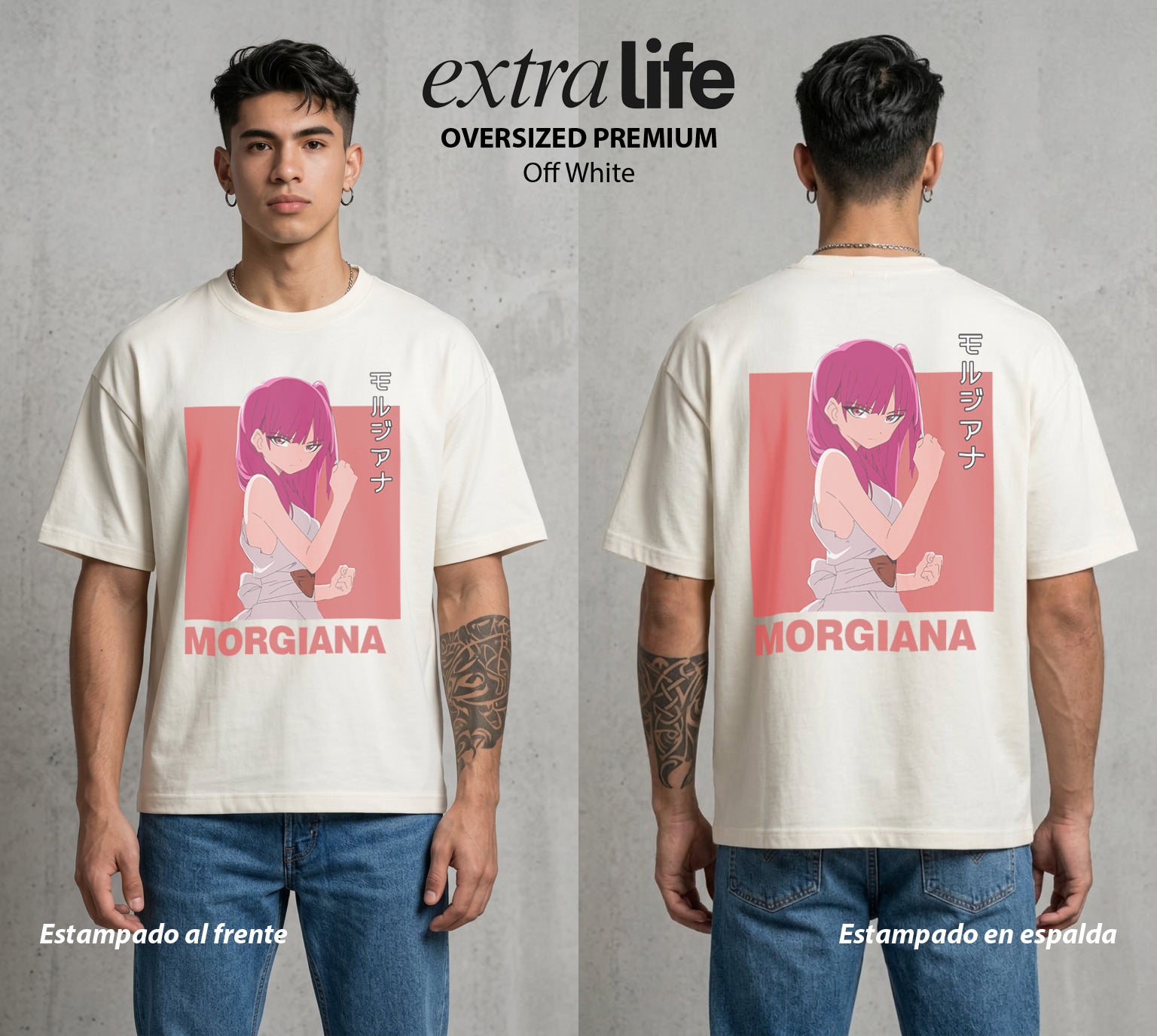 Las Mil y Una Batallas | Las Cadenas Rotas #02628 - Playera Oversized Premium | Off White - Foto en modelo