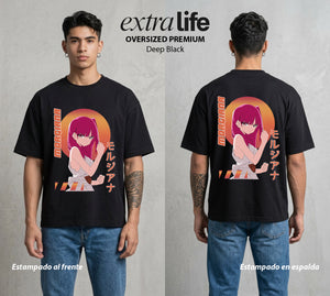 Las Mil y Una Batallas | La Bailarina del Bien #02629 - Playera Oversized Premium | Deep Black - Foto en modelo