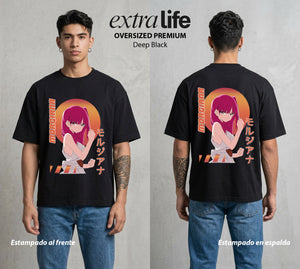 Las Mil y Una Batallas | La Bailarina del Bien #02629 - Playera Oversized Premium | Deep Black - Foto en modelo