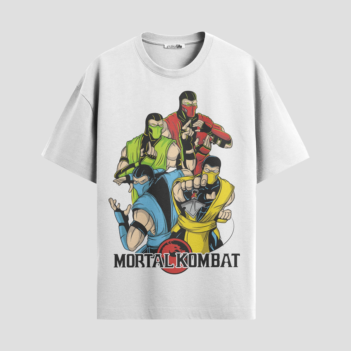 Playera urbana de anime y gaming ExtraLife MX, corte Classic Premium unisex ligero y transpirable en color Deep Black y Pure White, ropa de uso diario para gym y casual.