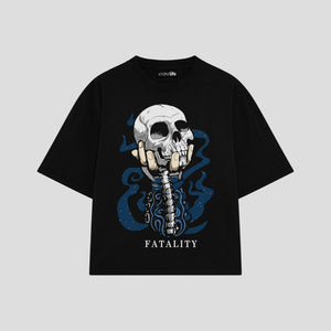 Playera streetwear premium de anime y gaming ExtraLife MX, corte oversized drop shoulder ligero y fresco en color Deep Black y Off-White, moda urbana mexicana de culto.