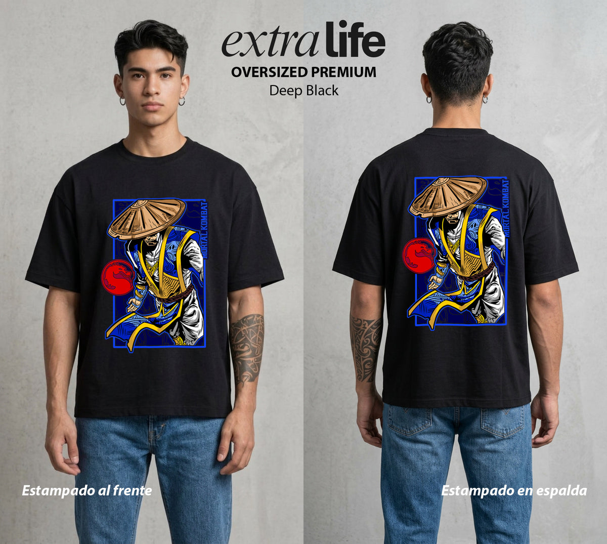 El Torneo Mortal | El Rayo del Torneo #02634 - Playera Oversized Premium | Deep Black - Foto en modelo
