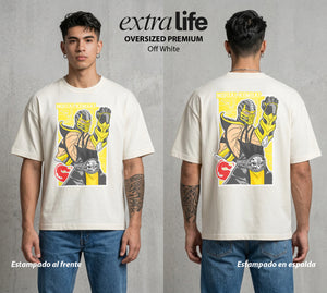 El Torneo Mortal | El Escorpion del Averno #02635 - Playera Oversized Premium | Off White - Foto en modelo