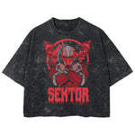 Playera streetwear premium de anime y gaming ExtraLife MX, corte boxy deluxe mineral wash heavyweight en color Acid Wash, moda urbana mexicana de culto.