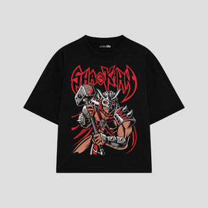 Playera streetwear premium de anime y gaming ExtraLife MX, corte oversized drop shoulder ligero y fresco en color Deep Black y Off-White, moda urbana mexicana de culto.