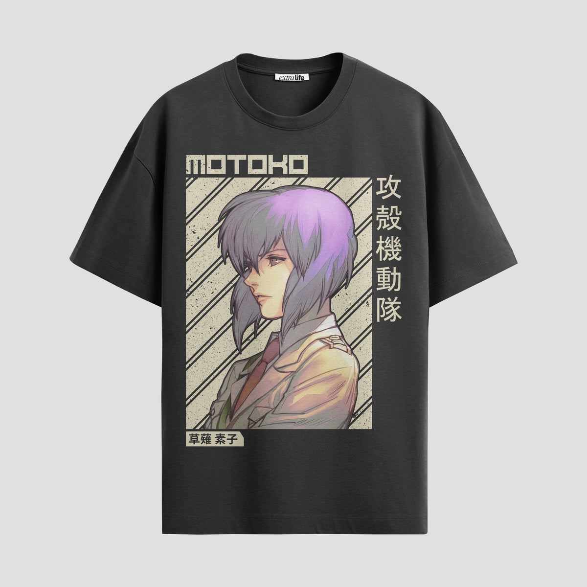 Playera urbana de anime y gaming ExtraLife MX, corte Classic Premium unisex ligero y transpirable en color Deep Black y Pure White, ropa de uso diario para gym y casual.