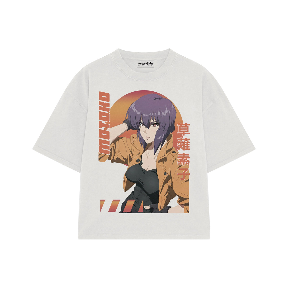 Playera streetwear premium de anime y gaming ExtraLife MX, corte oversized drop shoulder ligero y fresco en color Deep Black y Off-White, moda urbana mexicana de culto.