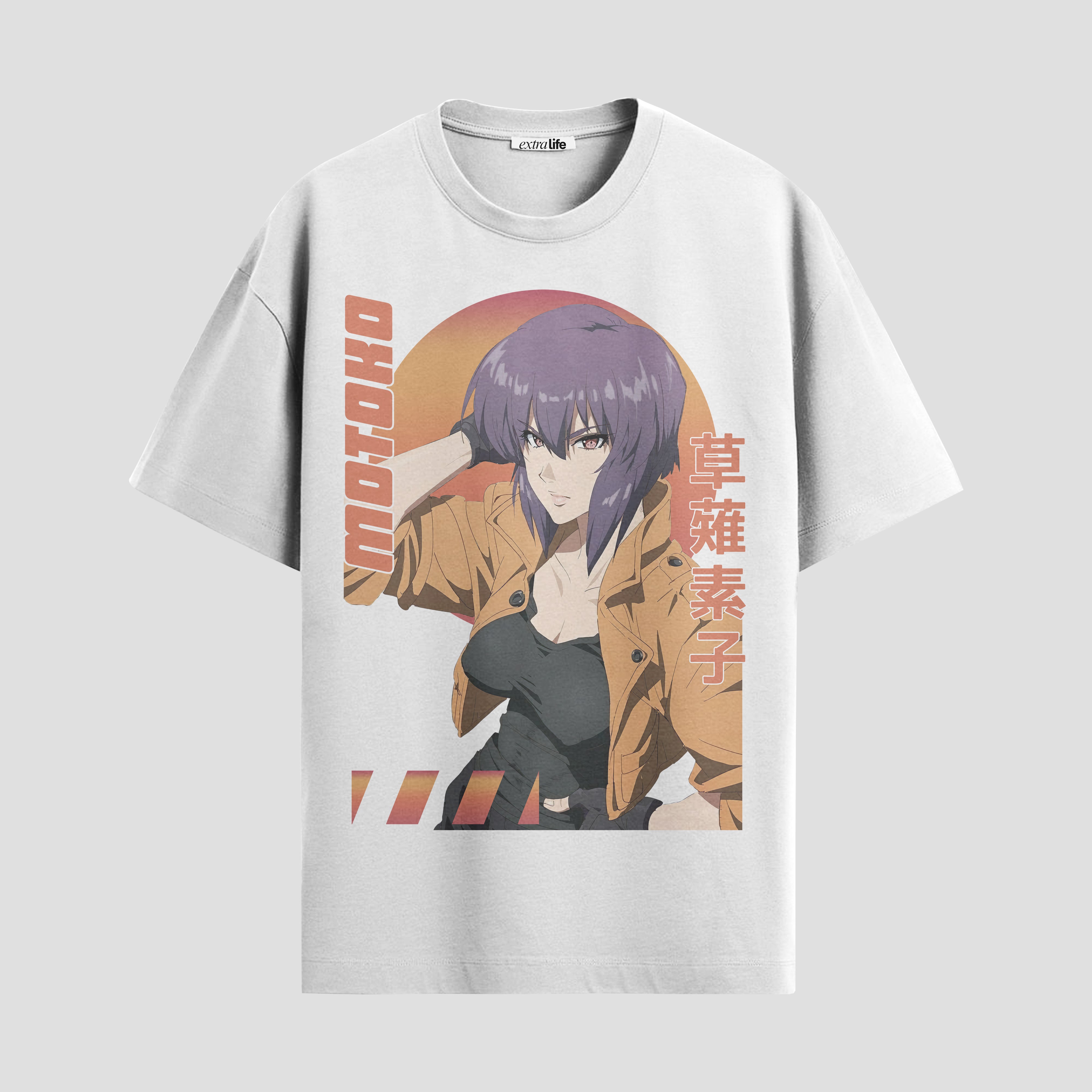 Playera urbana de anime y gaming ExtraLife MX, corte Standard Fit unisex ligero y transpirable en color Deep Black y Pure White, ropa de uso diario para gym y casual.