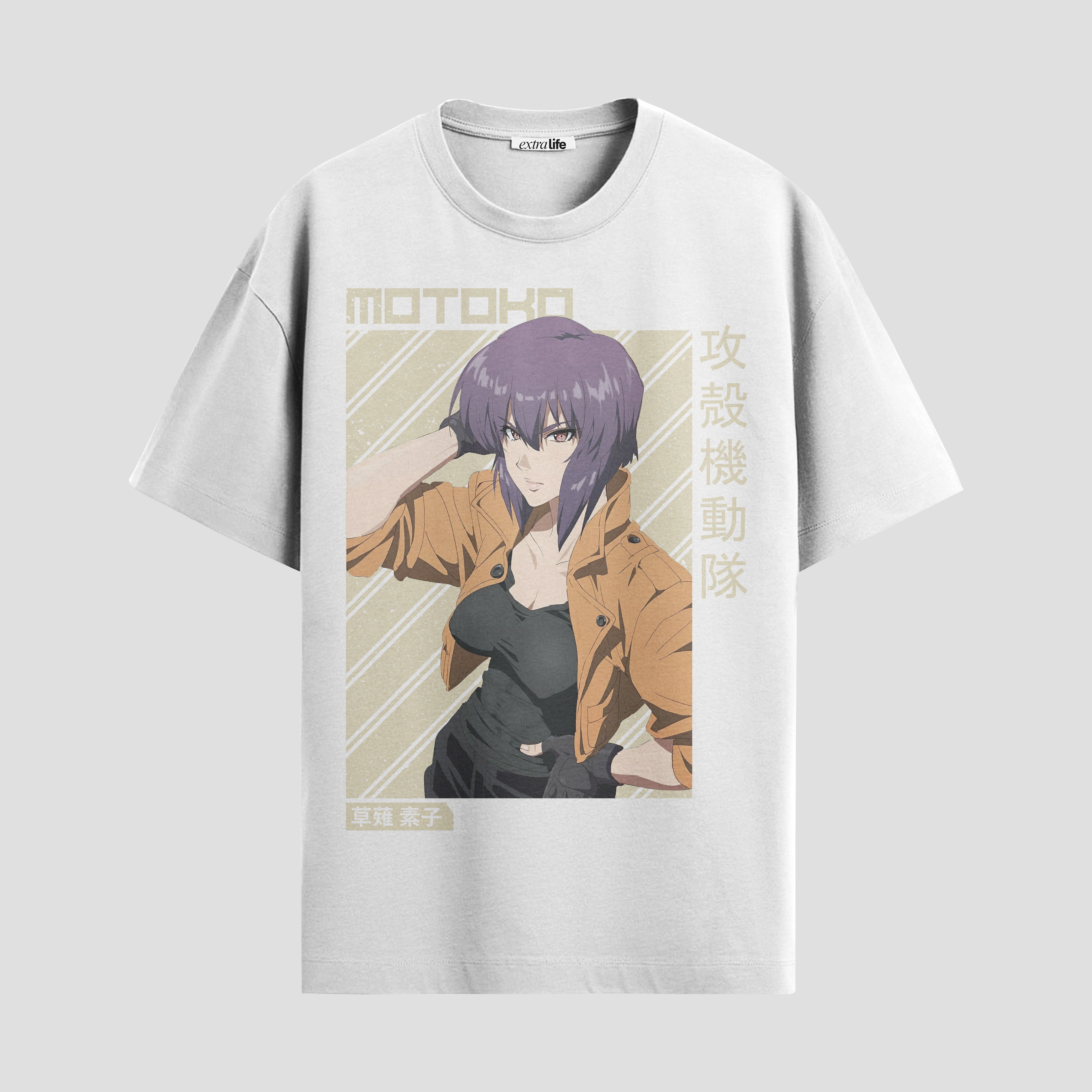 Playera urbana de anime y gaming ExtraLife MX, corte Standard Fit unisex ligero y transpirable en color Deep Black y Pure White, ropa de uso diario para gym y casual.