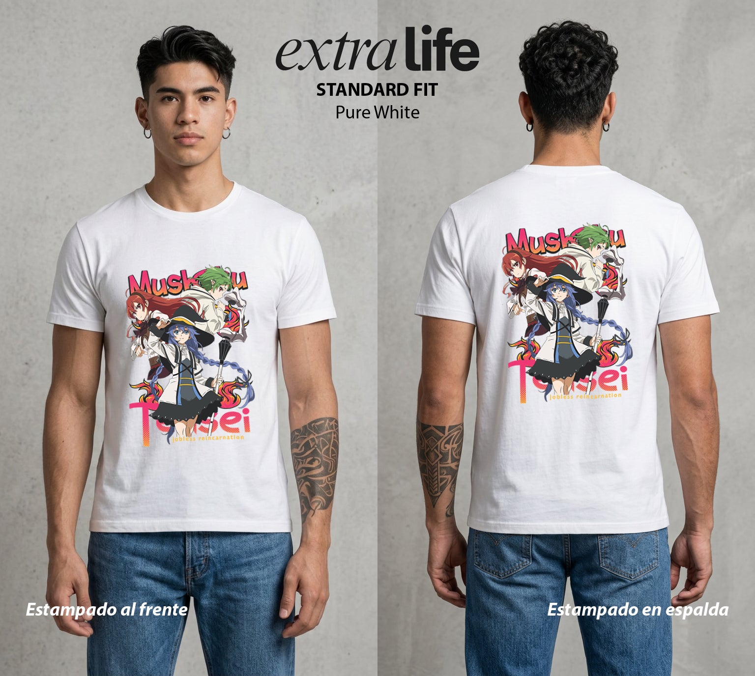 La Segunda Oportunidad | Los del Isekai del Bien #02650 - Playera Standard Fit | Pure White - Foto en modelo