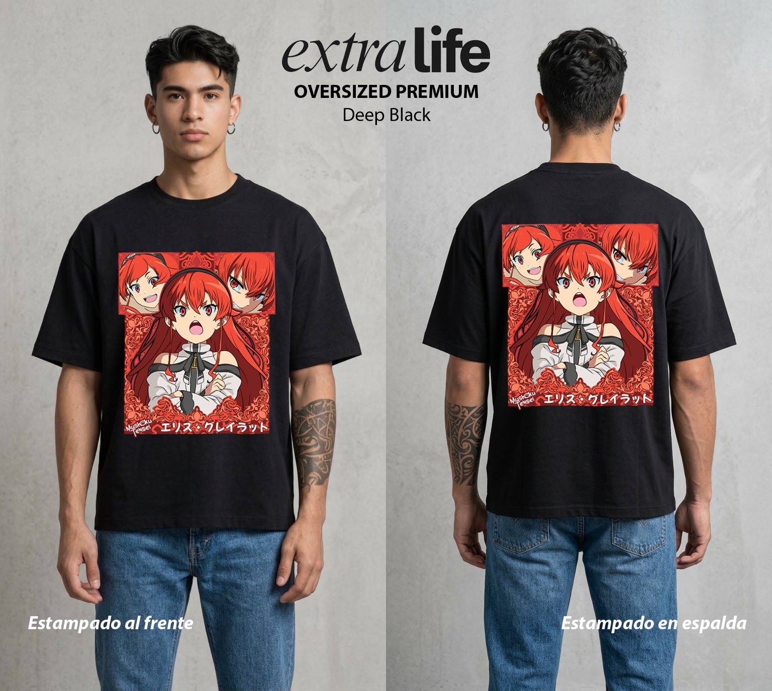 La Segunda Oportunidad | La Espada del Norte #02651 - Playera Oversized Premium | Deep Black - Foto en modelo