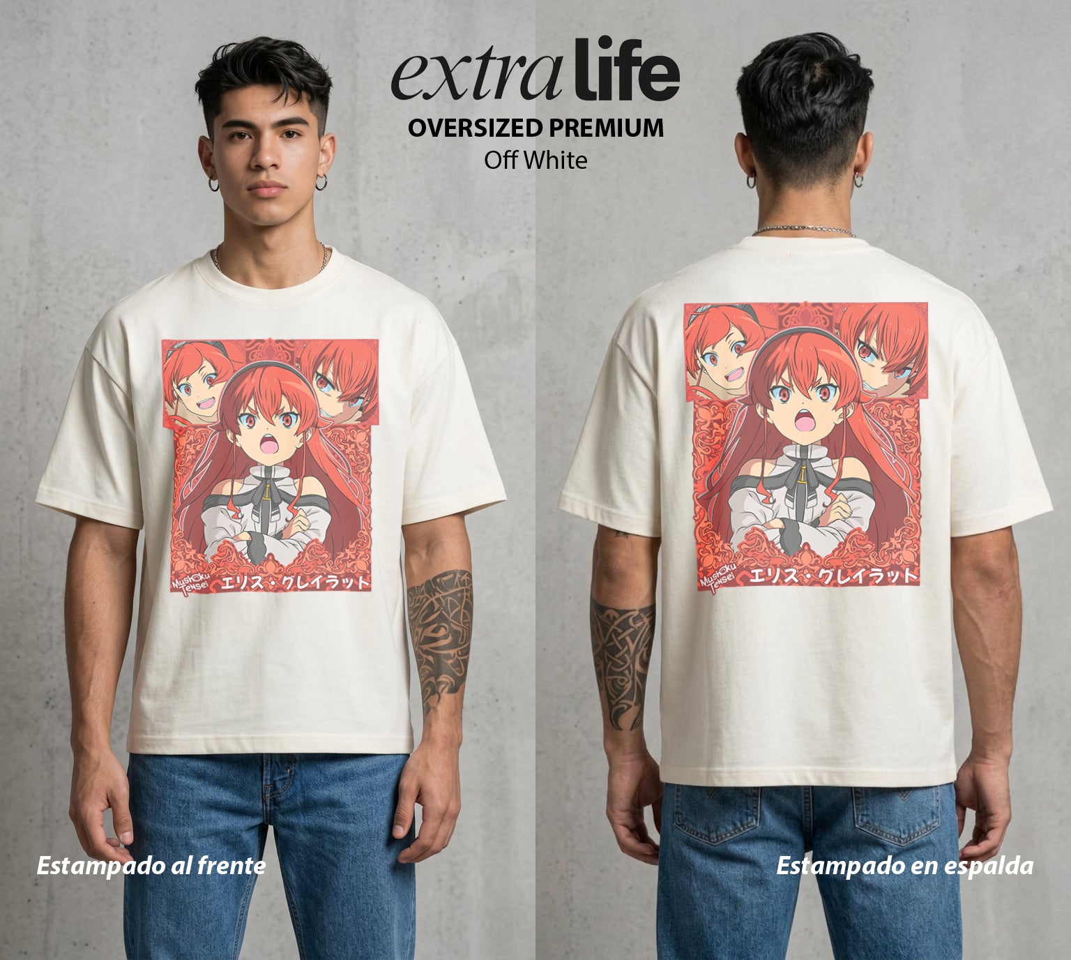 La Segunda Oportunidad | La Espada del Norte #02651 - Playera Oversized Premium | Off White - Foto en modelo