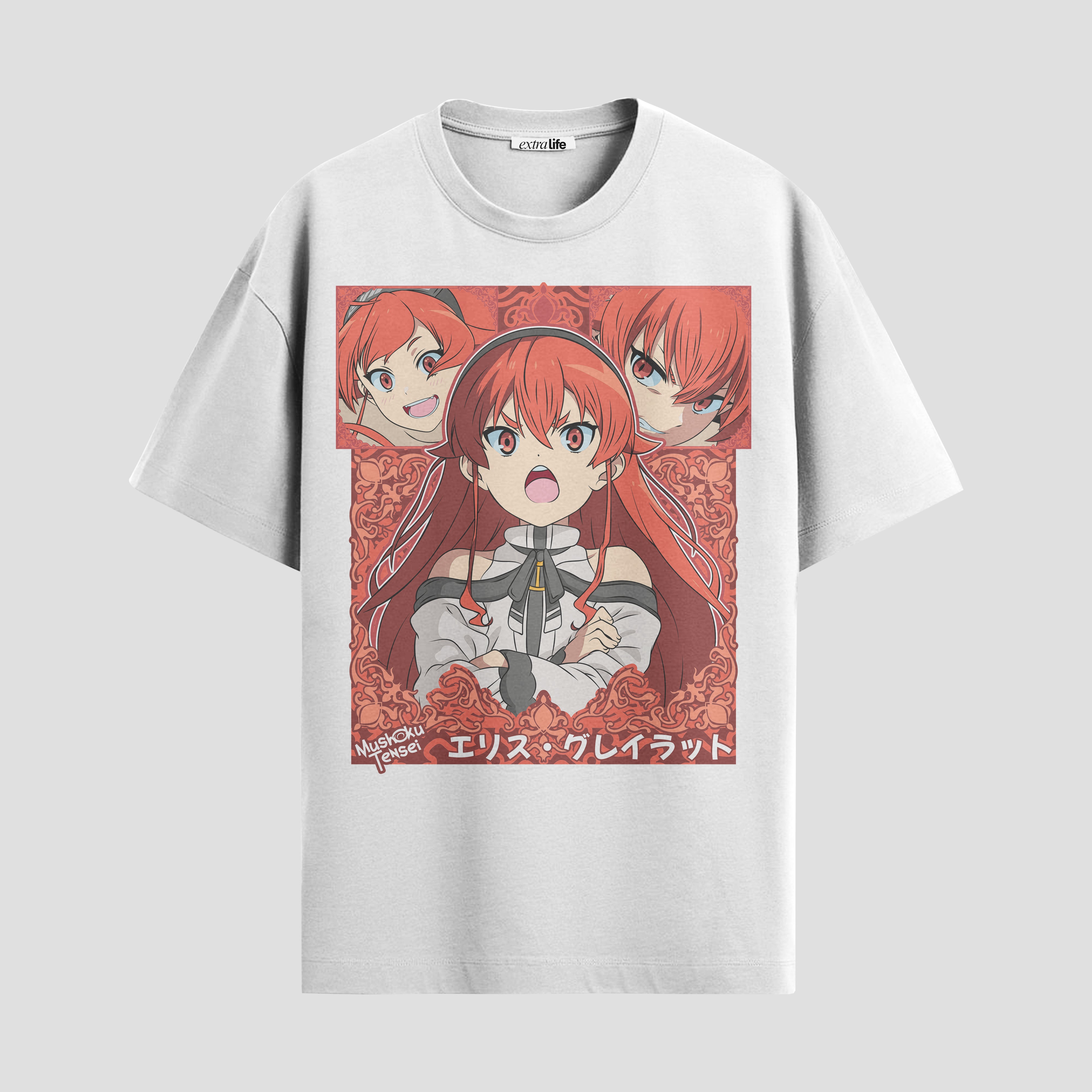 Playera urbana de anime y gaming ExtraLife MX, corte Standard Fit unisex ligero y transpirable en color Deep Black y Pure White, ropa de uso diario para gym y casual.
