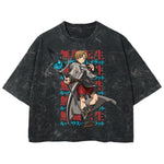 Playera streetwear premium de anime y gaming ExtraLife MX, corte boxy deluxe mineral wash heavyweight en color Acid Wash, moda urbana mexicana de culto.