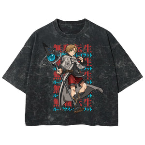 Playera streetwear premium de anime y gaming ExtraLife MX, corte boxy deluxe mineral wash heavyweight en color Acid Wash, moda urbana mexicana de culto.