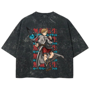 Playera streetwear premium de anime y gaming ExtraLife MX, corte boxy deluxe mineral wash heavyweight en color Acid Wash, moda urbana mexicana de culto.