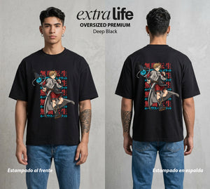 La Segunda Oportunidad | El Mago Renacido del Bien #02652 - Playera Oversized Premium | Deep Black - Foto en modelo