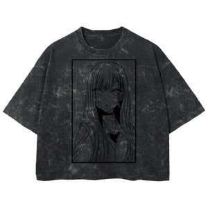 Playera streetwear premium de anime y gaming ExtraLife MX, corte boxy deluxe mineral wash heavyweight en color Acid Wash, moda urbana mexicana de culto.
