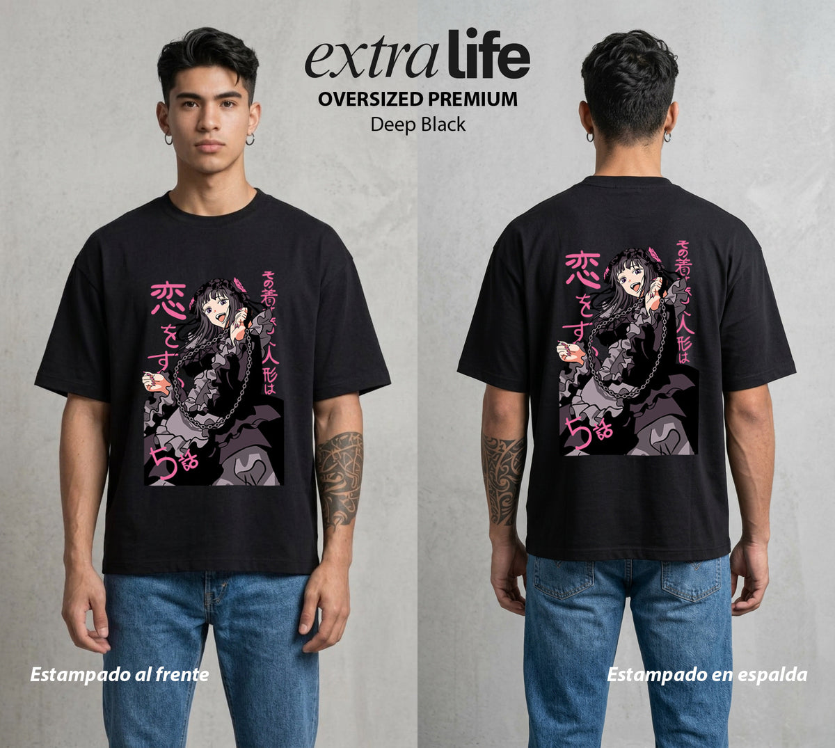 El Arte del Cosplay | El Amor del Cosplay #02655 - Playera Oversized Premium | Deep Black - Foto en modelo