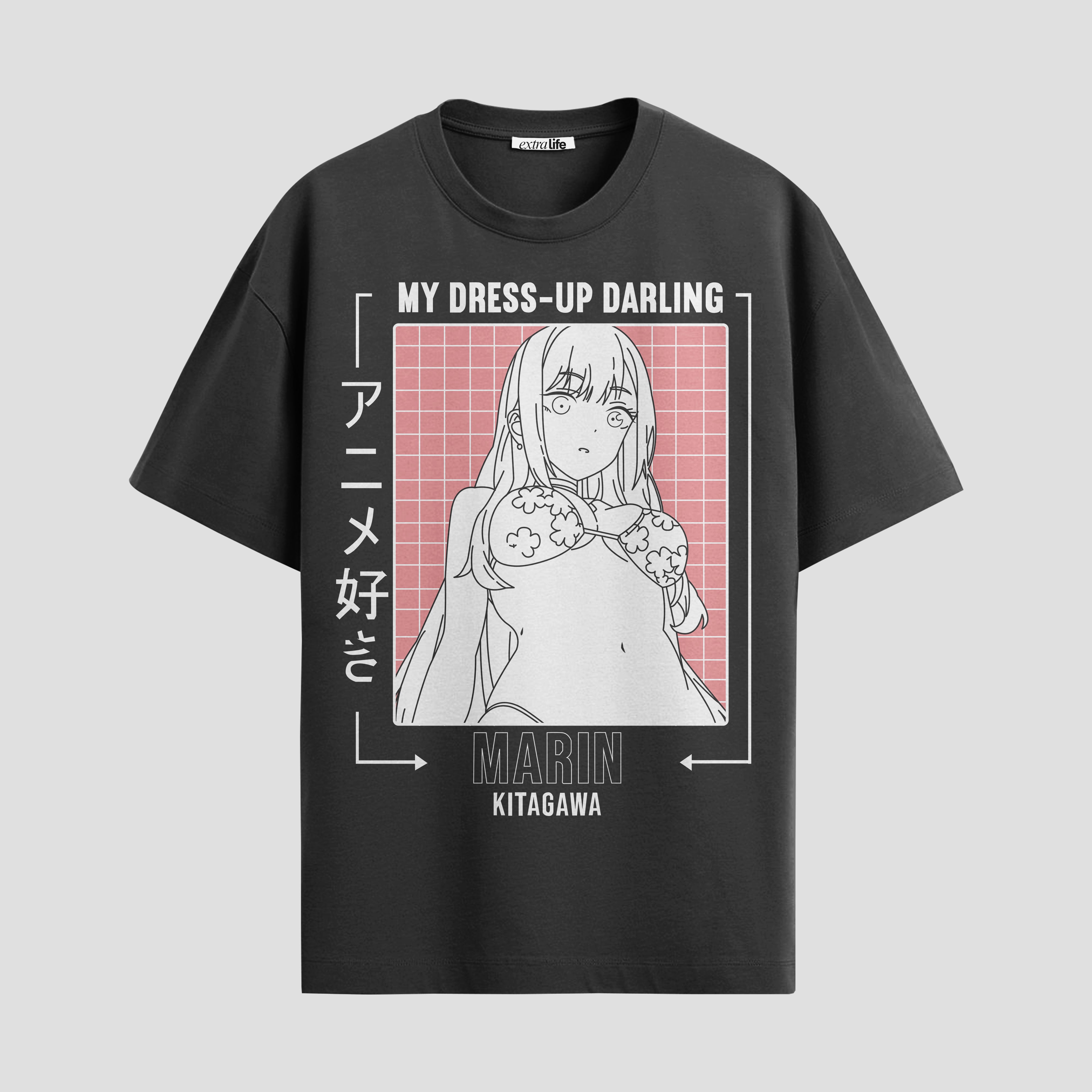 Playera urbana de anime y gaming ExtraLife MX, corte Standard Fit unisex ligero y transpirable en color Deep Black y Pure White, ropa de uso diario para gym y casual.