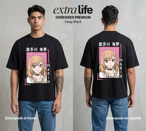 El Arte del Cosplay | El Arte del Disfraz #02658 - Playera Oversized Premium | Deep Black - Foto en modelo