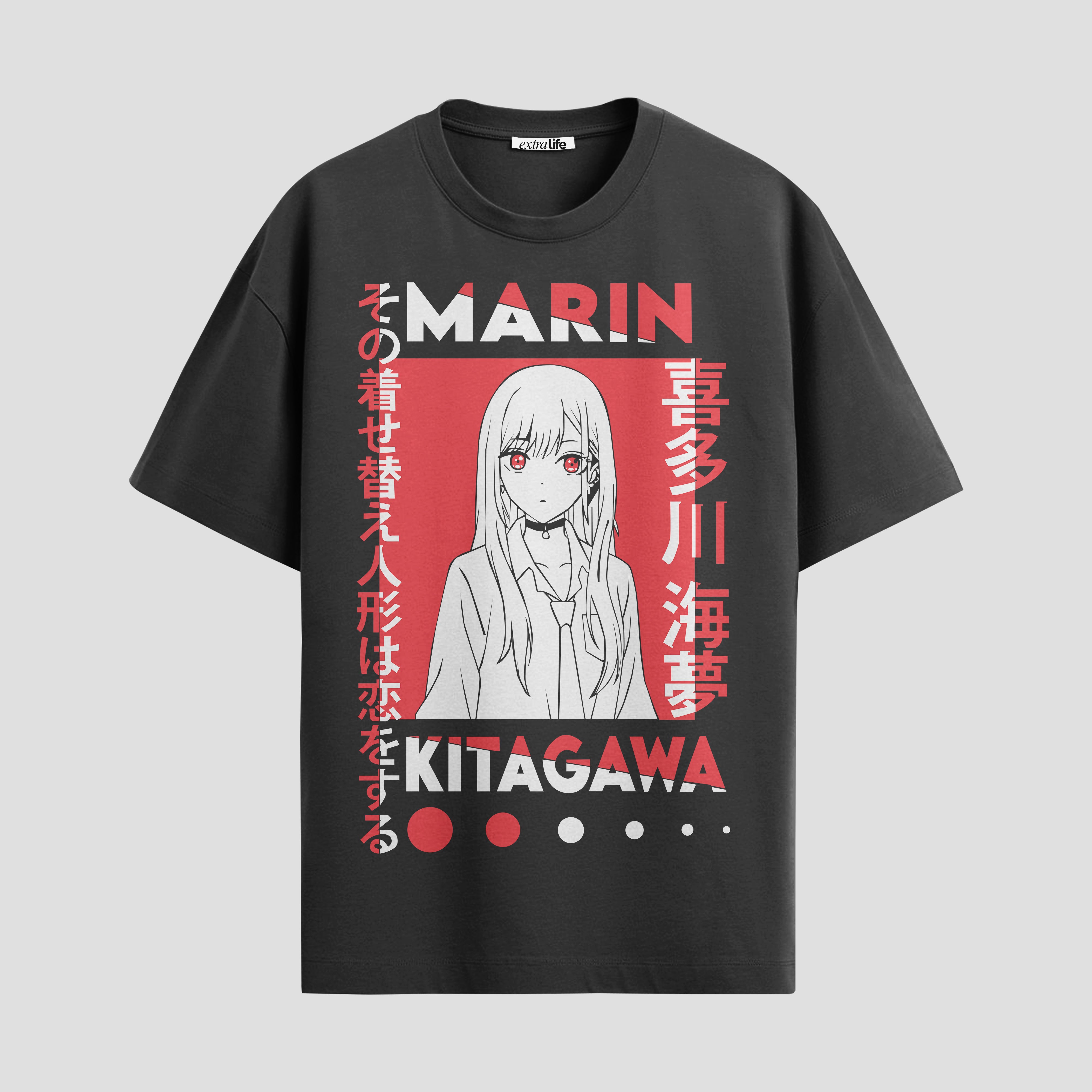 Playera urbana de anime y gaming ExtraLife MX, corte Standard Fit unisex ligero y transpirable en color Deep Black y Pure White, ropa de uso diario para gym y casual.