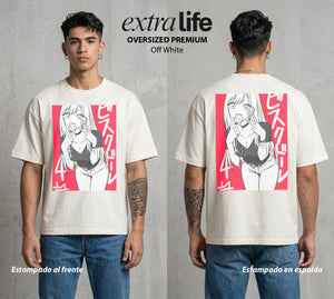 El Arte del Cosplay | El Arte del Disfraz #02660 - Playera Oversized Premium | Off White - Foto en modelo