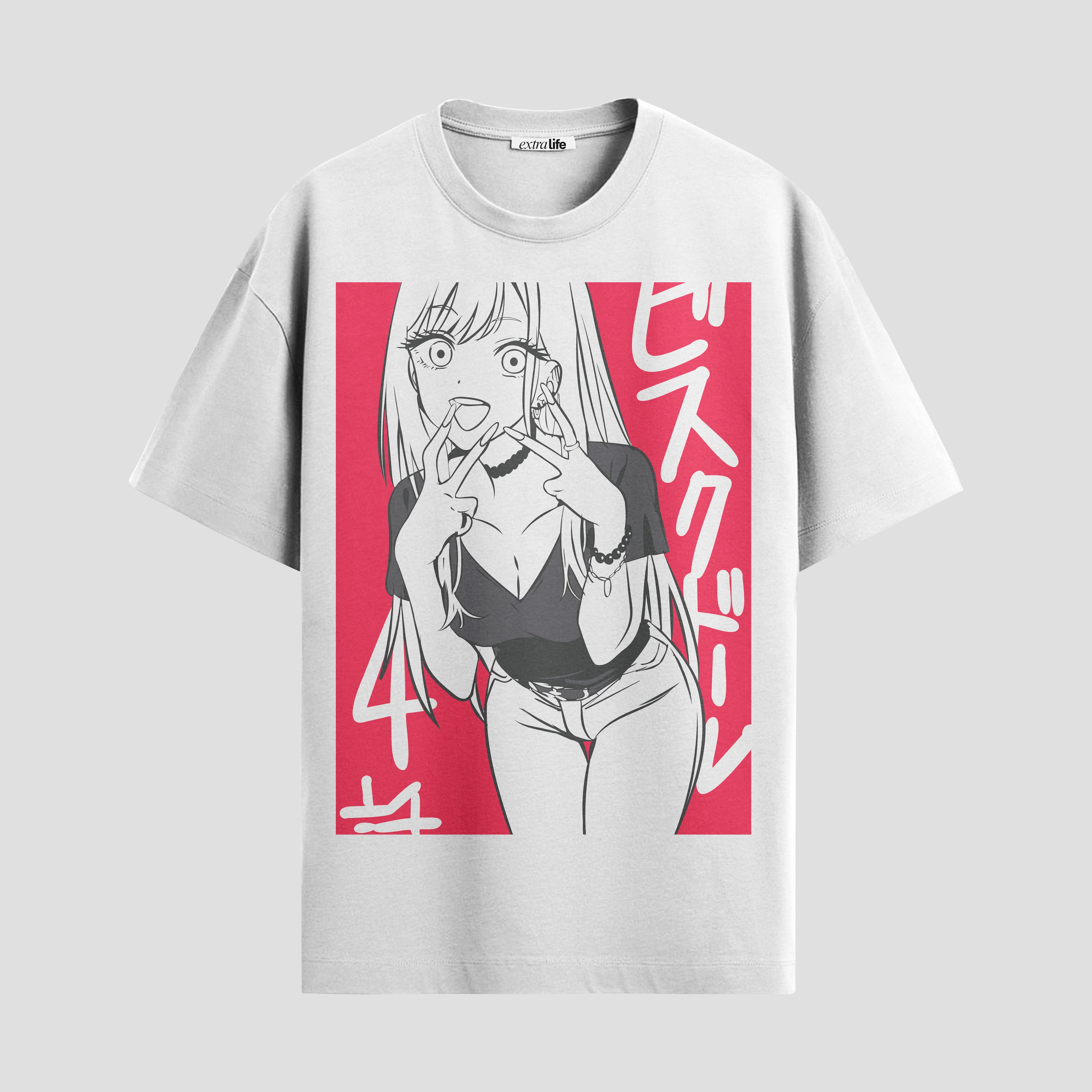 Playera urbana de anime y gaming ExtraLife MX, corte Standard Fit unisex ligero y transpirable en color Deep Black y Pure White, ropa de uso diario para gym y casual.
